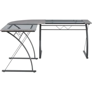 JUST HOME COLLECTION | Escritorio en L Plateado de Vidrio Lyon