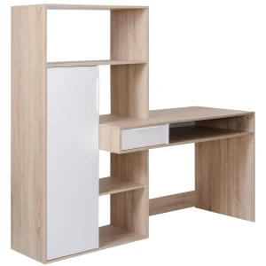 TVILUM | Escritorio con Estante Blanco/roble