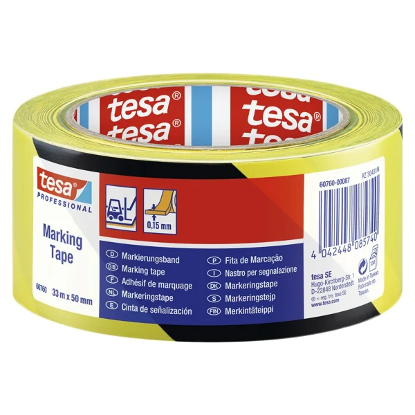 TESA | Cinta de Seguridad de Señalización Amarillo y Negro 50 mm x 33 m - Imagen 2